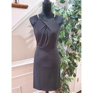 Laundry by Shelli Segal LBD Cocktail Dress Black Chain Straps Cut Out Size 10